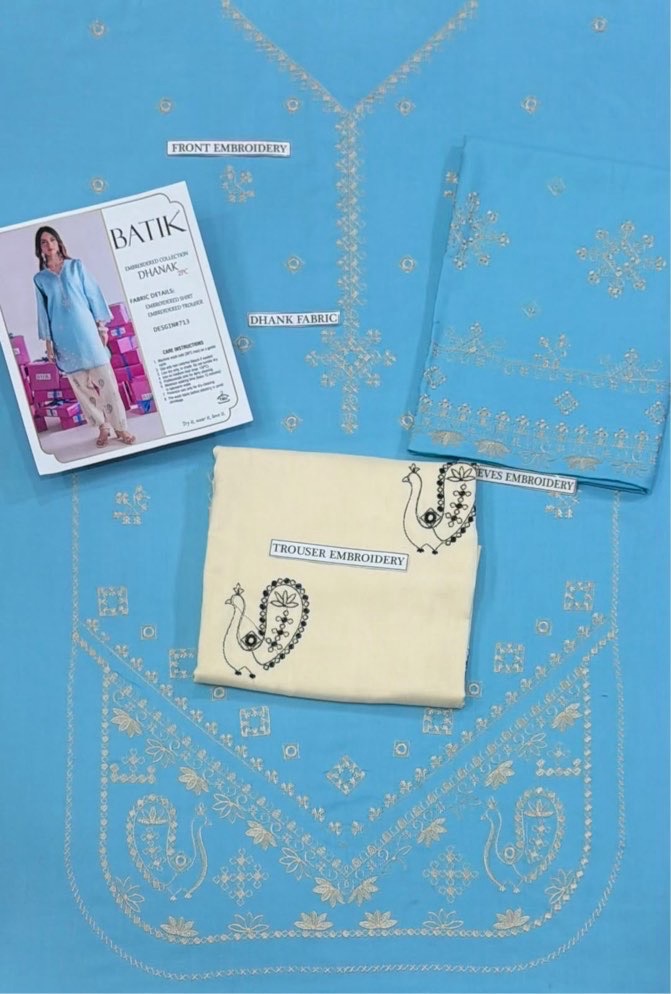 Stylish Blue Pakistani Sapphire Winter Dhanak 2PC Embroidered Wear with intricate threadwork - Jalwa Store Exclusive