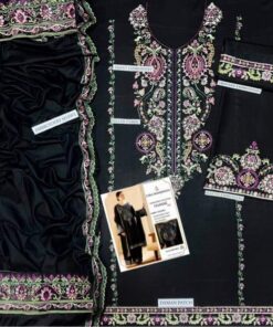 Front full view of Omal by Komal OM-112 winter dhanak unstitched 3 piece winter suit at Jalwa Store