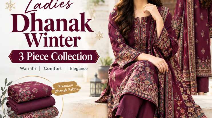 Ladies Dhanak Winter 3 Piece Collection at Jalwa Store