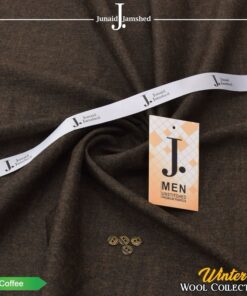 Premium unstitched winter wool fabric by J. featuring original accessories