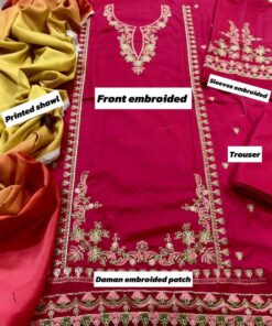 Matching woven winter shawl and trouser fabric of Baroque SK-720 winter dhanak Pakistani ladies collection