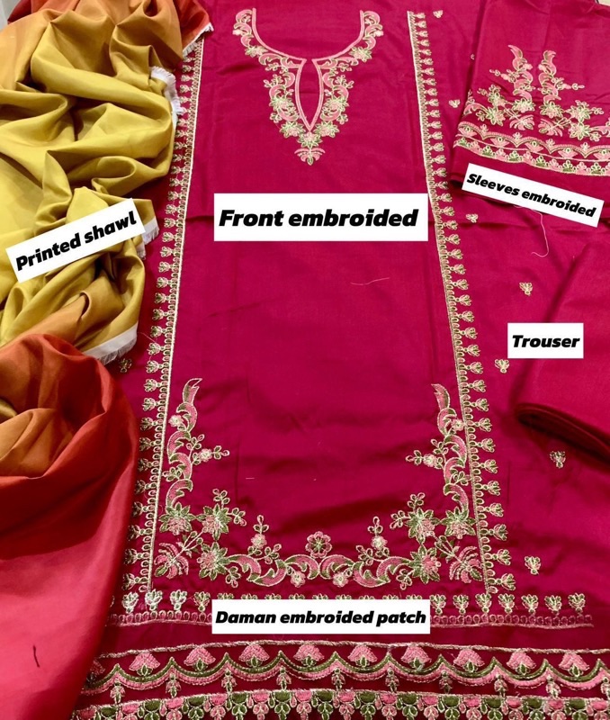 Matching woven winter shawl and trouser fabric of Baroque SK-720 winter dhanak Pakistani ladies collection