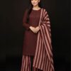 Zoomed in resham thread embroidery on Urge SK-716 winter dhanak Pakistani ladies collection
