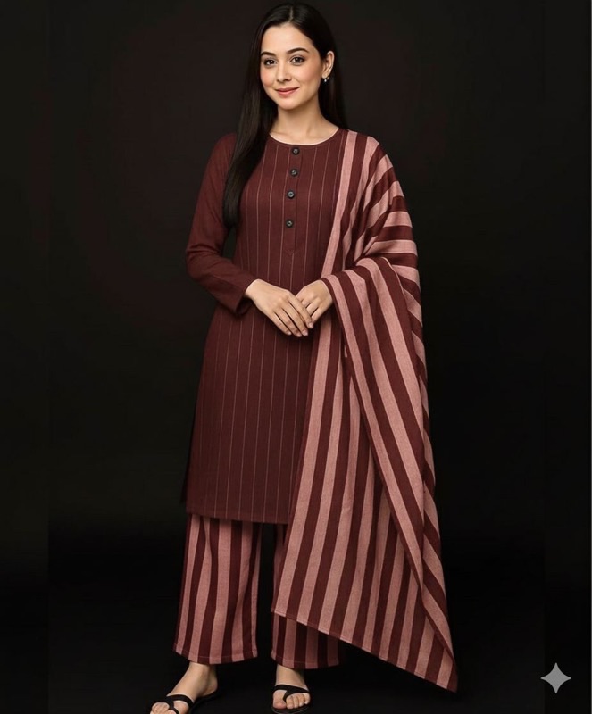 Zoomed in resham thread embroidery on Urge SK-716 winter dhanak Pakistani ladies collection