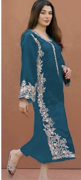 Elegant 2PC Embroidered Sapphire Winter Dhanak Dress for cozy winter styling by Jalwa Store