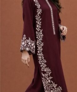 Cozy Blue Pure Dhanak Sapphire Winter 2-Piece Outfit with floral embroidered details at Jalwa Store 