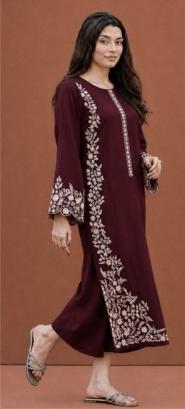 Cozy Blue Pure Dhanak Sapphire Winter 2-Piece Outfit with floral embroidered details at Jalwa Store