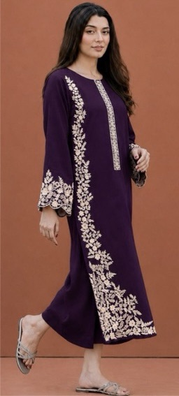 Luxurious Maroon 2PC Embroidered Sapphire Winter Dhanak Dress featuring traditional Pakistani motifs from Jalwa Store Winter Collection