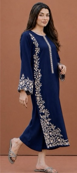 Stylish Grey Unstitched Sapphire Winter Dhanak 2PC Embroidered Suit with floral embroidered details - Jalwa Store Exclusive