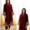 Luxurious Teal Pure Dhanak Sapphire Winter 2-Piece Outfit featuring traditional Pakistani motifs by Jalwa Store 