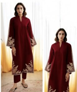 Luxurious Teal Pure Dhanak Sapphire Winter 2-Piece Outfit featuring traditional Pakistani motifs by Jalwa Store 