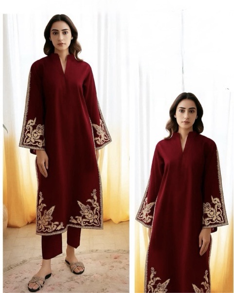 Luxurious Teal Pure Dhanak Sapphire Winter 2-Piece Outfit featuring traditional Pakistani motifs by Jalwa Store