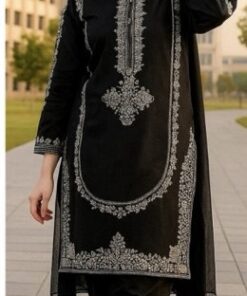 Stunning Teal Sapphire Winter Dhanak 2PC Embroidered Suit with matching trouser and shirt at Jalwa Store 