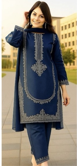 Cozy Red Sapphire Dhanak 2-Piece Embroidered Winter Collection with matching trouser and shirt | Jalwa Store Pakistani Fashion