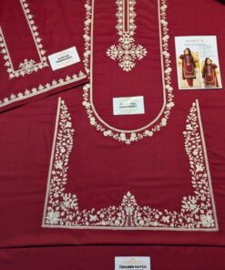 Cozy Red Sapphire Dhanak 2-Piece Embroidered Winter Collection with matching trouser and shirt | Jalwa Store Pakistani Fashion 