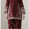 Beautiful Rust Sapphire Winter Dhanak 2PC Embroidered Suit with matching trouser and shirt at Jalwa Store 