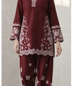 Beautiful Rust Sapphire Winter Dhanak 2PC Embroidered Suit with matching trouser and shirt at Jalwa Store 