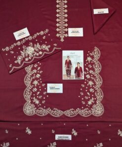 Beautiful Rust Sapphire Winter Dhanak 2PC Embroidered Suit with matching trouser and shirt at Jalwa Store 