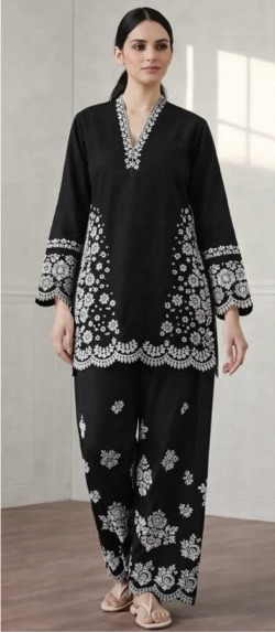 Exclusive Red 2PC Embroidered Sapphire Winter Dhanak Dress featuring traditional Pakistani motifs by Jalwa Store