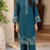 Authentic Teal Pakistani Sapphire Winter Dhanak 2PC Embroidered Wear featuring detailed border embroidery from Jalwa Store Winter Collection