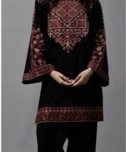 Exclusive Maroon 2PC Embroidered Sapphire Winter Dhanak Dress with intricate threadwork from Jalwa Store Winter Collection 