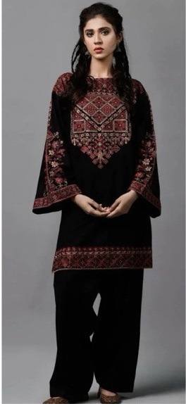 Exclusive Maroon 2PC Embroidered Sapphire Winter Dhanak Dress with intricate threadwork from Jalwa Store Winter Collection