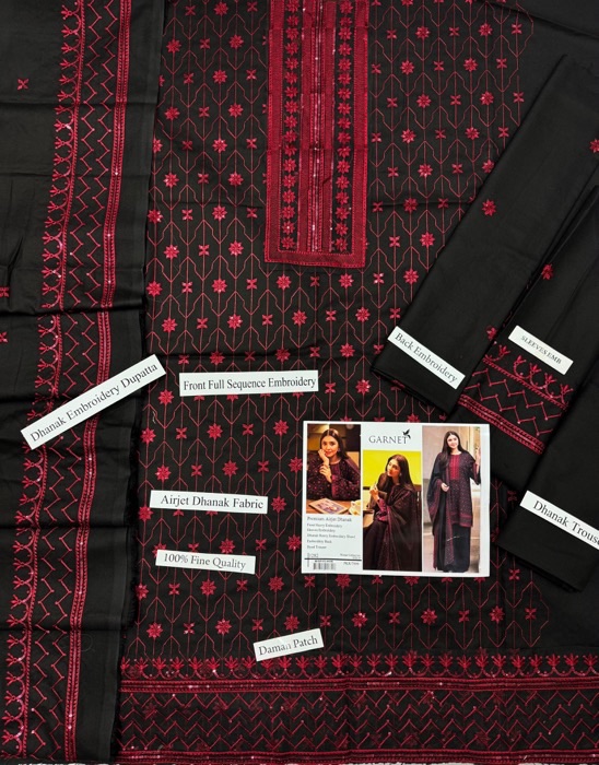 High definition fabric weave and sleeve embroidery of Jazmin SK-702 winter dhanak Pakistani ladies collection