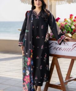 Overall model look of Pezwaan SK-710 winter dhanak unstitched 3 piece winter suit at Jalwa Store