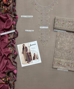 Coordinated dupatta drape and hem embroidery of Jazmin SK-703 winter dhanak Pakistani ladies collection
