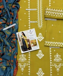 Matching woven winter shawl and trouser fabric of Jazmin SK-705 winter dhanak Pakistani ladies collection