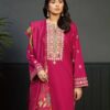 Front full view of Pezwaan SK-709 winter dhanak unstitched 3 piece winter suit at Jalwa Store