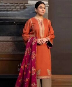 Catalog presentation of Pezwaan SK-707 winter dhanak unstitched 3 piece winter suit at Jalwa Store