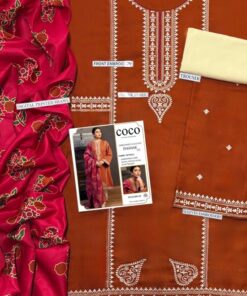 Zoomed in resham thread embroidery on Asim Jofa SK-706 winter dhanak Pakistani ladies collection