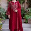 Coordinated dupatta drape and hem embroidery of Jazmin SK-698 winter dhanak Pakistani ladies collection