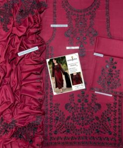 Front shirt and printed daman of Jazmin SK-696 winter dhanak unstitched 3 piece winter suit at Jalwa Store