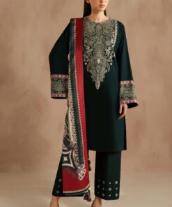 High definition fabric weave and sleeve embroidery of Baroque SK-688 winter dhanak Pakistani ladies collection