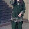 Authentic Teal Pakistani Sapphire Winter Dhanak 2PC Embroidered Wear featuring detailed border embroidery from Jalwa Store Winter Collection