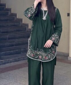 Authentic Teal Pakistani Sapphire Winter Dhanak 2PC Embroidered Wear featuring detailed border embroidery from Jalwa Store Winter Collection 