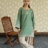 Chic Olive Sapphire Winter Dhanak 2PC Embroidered Suit featuring heavy neckline embroidery at Jalwa Store