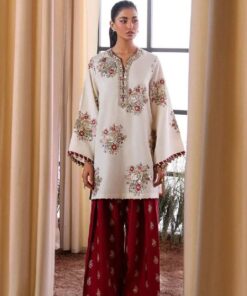 Gorgeous Blue Pure Dhanak Sapphire Winter 2-Piece Outfit with intricate threadwork | Jalwa Store Pakistani Fashion