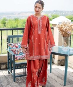 Chic Burgundy Unstitched Sapphire Winter Dhanak 2PC Embroidered Suit with premium winter insulation - Jalwa Store New Arrivals