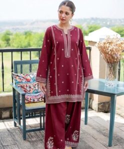 Gorgeous Teal Sapphire Dhanak 2-Piece Embroidered Winter Collection for cozy winter styling - Jalwa Store New Arrivals