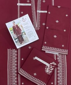 Chic Olive 2PC Embroidered Sapphire Winter Dhanak Dress with floral embroidered details at Jalwa Store 