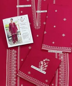 Stylish Plum Pure Dhanak Sapphire Winter 2-Piece Outfit featuring heavy neckline embroidery - Jalwa Store Exclusive 