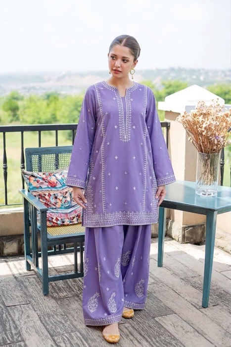 Chic Teal Sapphire Dhanak 2-Piece Embroidered Winter Collection featuring traditional Pakistani motifs at Jalwa Store
