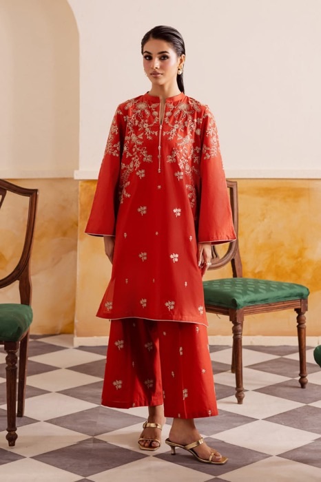 Luxurious Mustard 2PC Embroidered Sapphire Winter Dhanak Dress with matching trouser and shirt by Jalwa Store