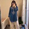 Stylish Burgundy 2PC Embroidered Sapphire Winter Dhanak Dress featuring traditional Pakistani motifs - Jalwa Store Exclusive