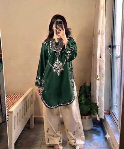 Exclusive Rust Pure Dhanak Sapphire Winter 2-Piece Outfit with matching trouser and shirt | Jalwa Store Pakistani Fashion