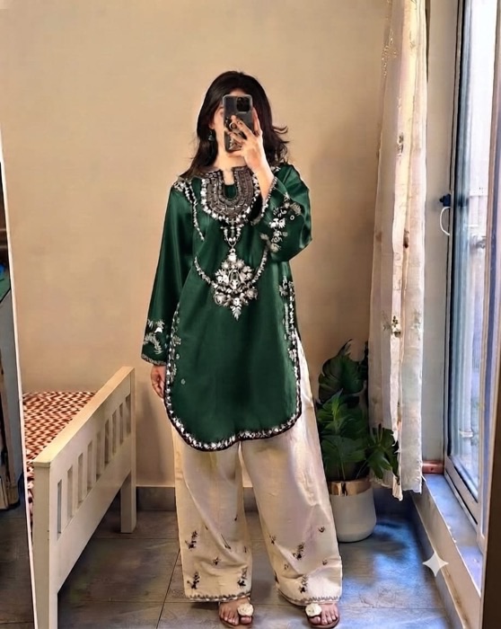 Exclusive Rust Pure Dhanak Sapphire Winter 2-Piece Outfit with matching trouser and shirt | Jalwa Store Pakistani Fashion