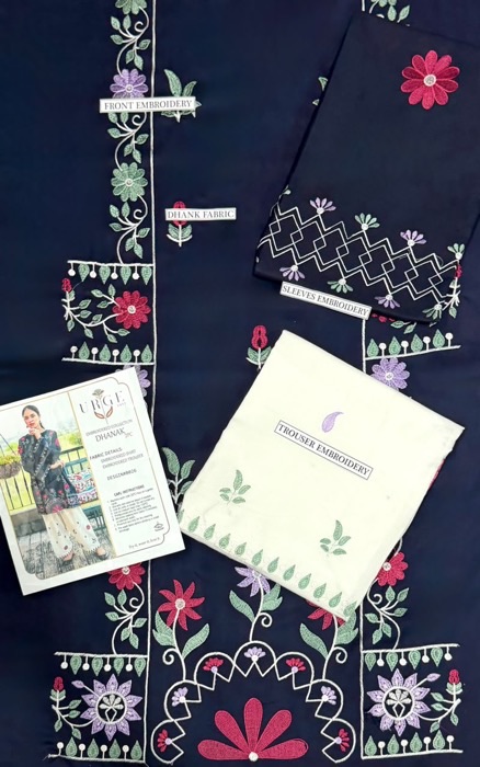 Cozy Emerald 2PC Embroidered Sapphire Winter Dhanak Dress with floral embroidered details - Jalwa Store New Arrivals